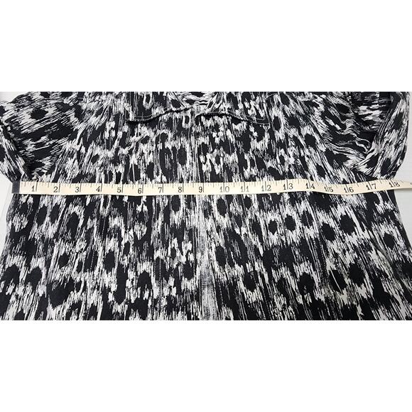 Vtg CJ Banks Black and White Animal Print Linen Blend Jacket 3/4 sleeves W Small - Picture 4 of 11